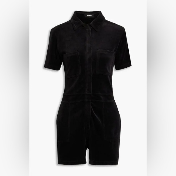 MONROW black velour romper / play suit size Small NWT $175 - Picture 7 of 11